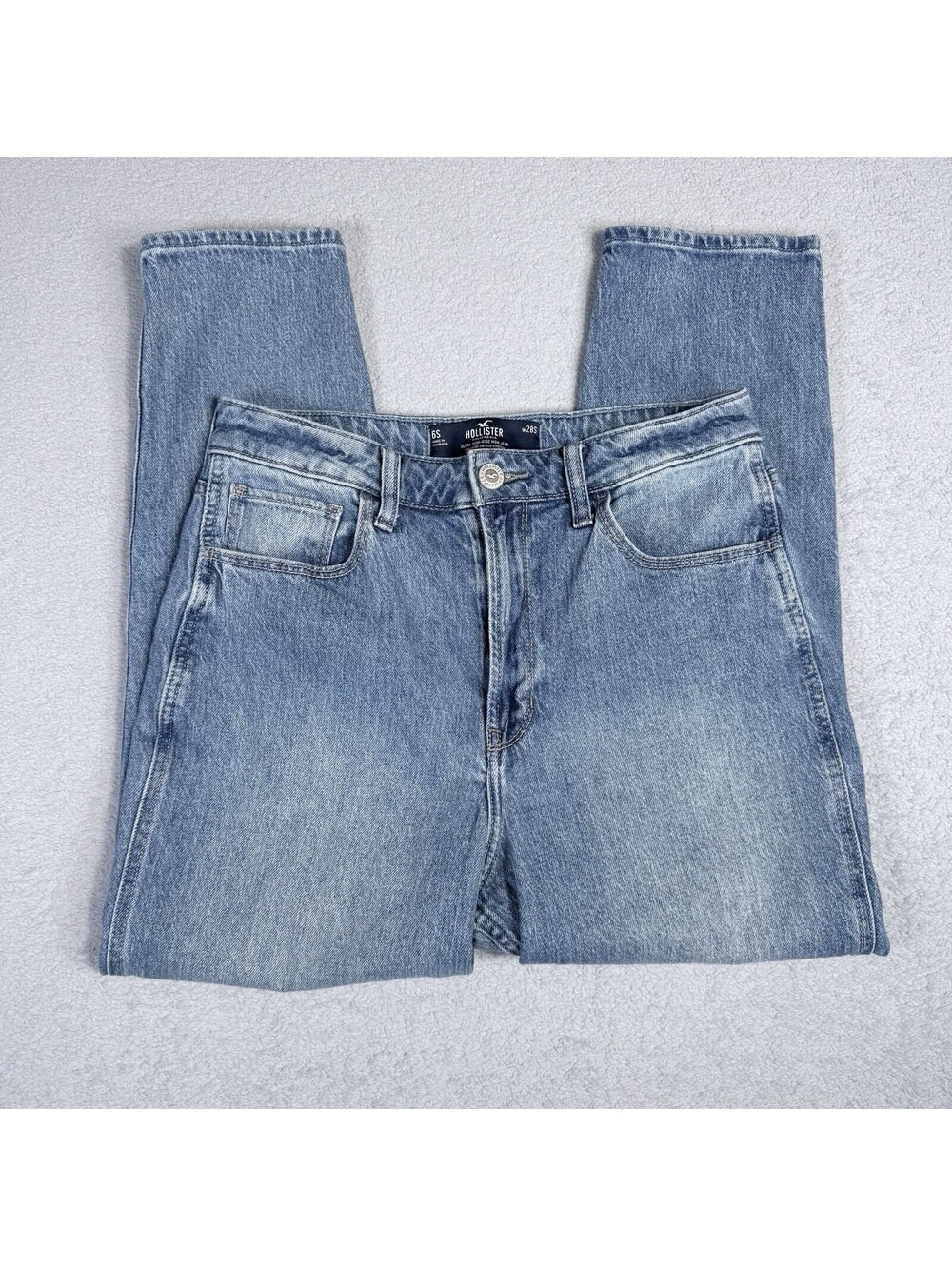 Hollister‎ Jeans Ultra High Rise Mom Jean Paper Bag Stretch Sz 8S w28 90s